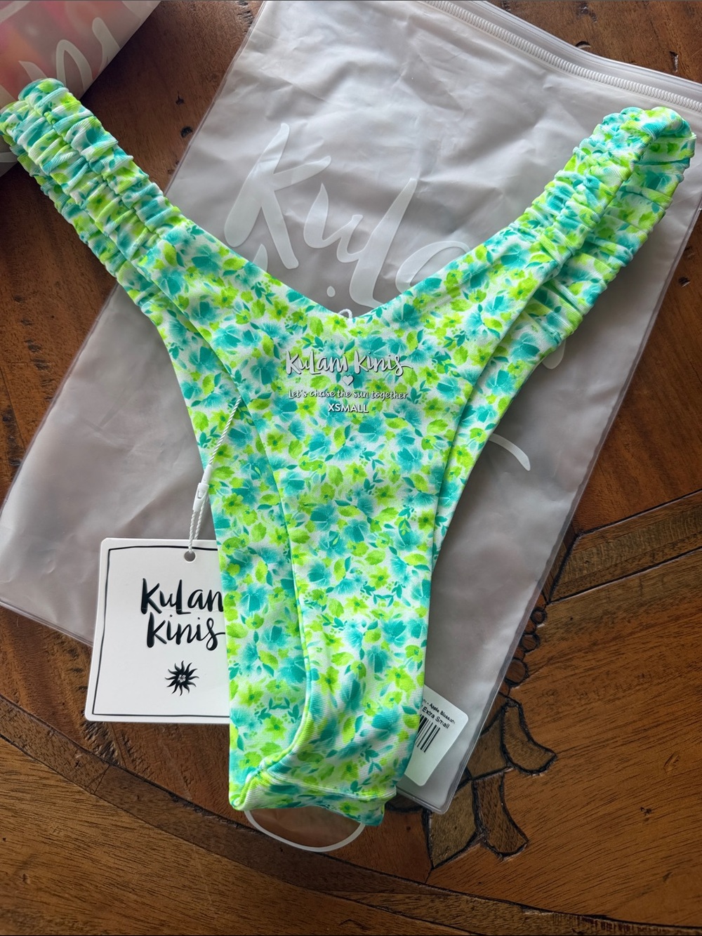 Kulani Kinis Neon Apple Blossom Bikini Bottom NWT. XS